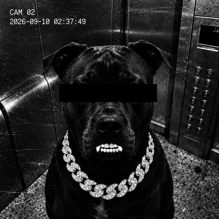 Camera two: the subject in a lift, eyes covered.
